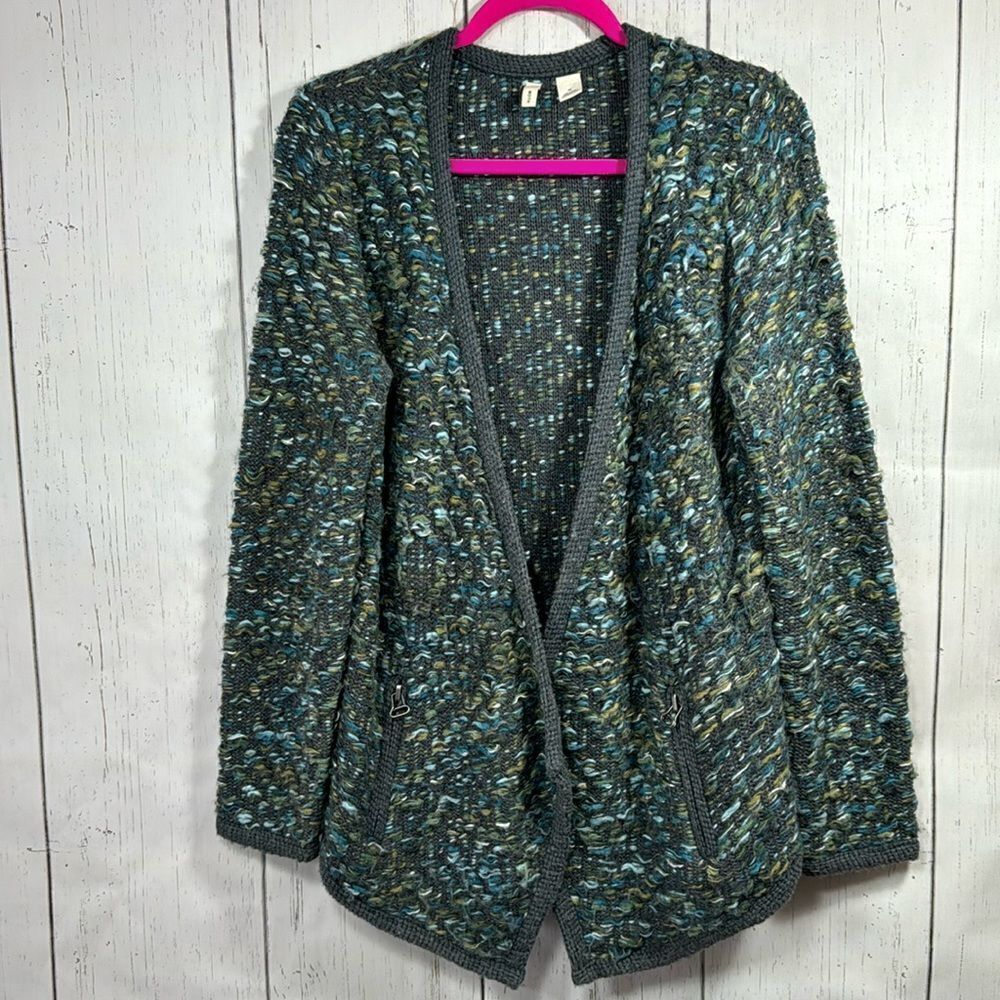 Moth by Anthropologie Textured Open Front Cardigan XS Wool Blend Boho Knit Cozy